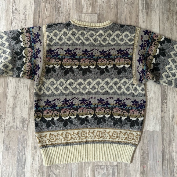Vintage Patterned Wool Blend Sweater - Picture 6 of 9
